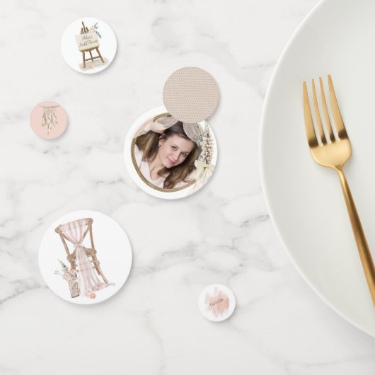 Boho moderne rose élégant Mariage floral Confetti (Groupe)