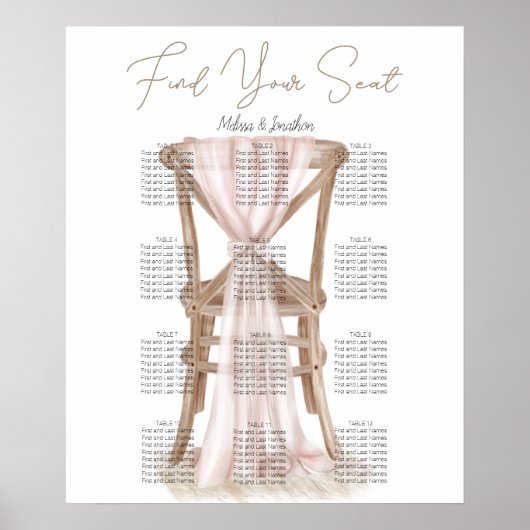 Boho moderne rose élégant tableau de mariage (Devant)