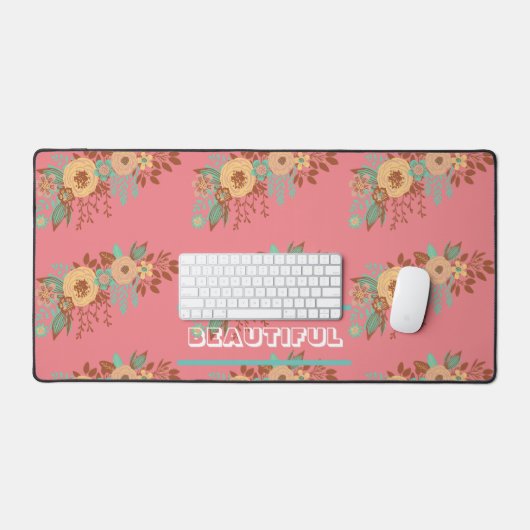 Boho moderne rose floral (Clavier et souris)