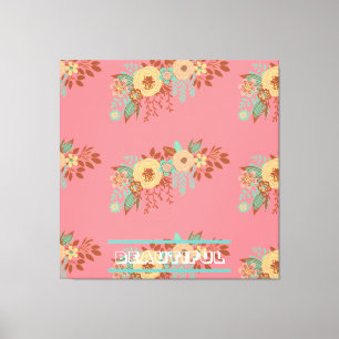 Boho moderne rose floral toile étirée