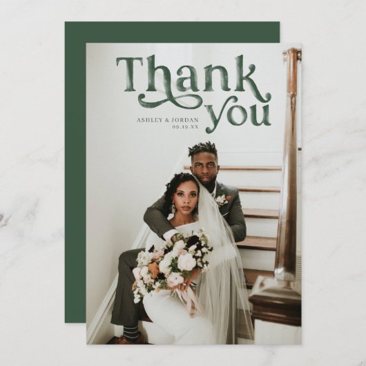 Boho moderne simple | Mariage photo Merci (Devant / Derrière)