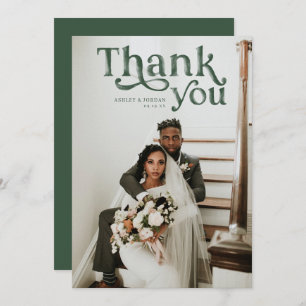 Boho moderne simple Mariage photo Merci