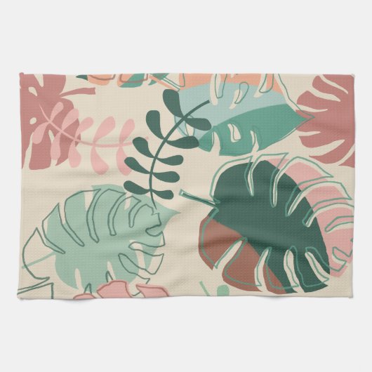 Boho moderne Tropical Monstera Plante Serviettes d (Horizontal)