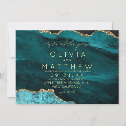 Boho moderne Turquoise Mariage Photo Invitation (Devant)