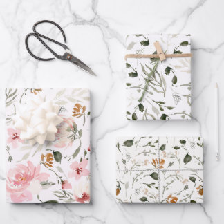 Boho moderne waterverf florale inpakpapier vel