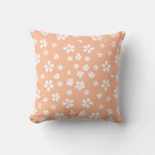 Boho moderne witte wilde bloemen licht sinaasappel kussen