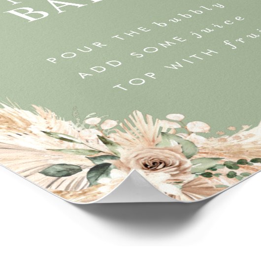 Boho Momosa Pampas Grass Bar Poster (Hoek)