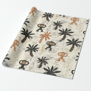 Boho Monkey Jungle Safari Patroon Cadeaupapier