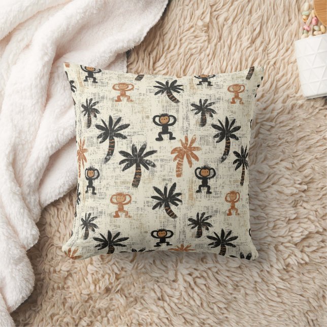 Boho Monkey Jungle Safari Pattern Kussen (Deken)