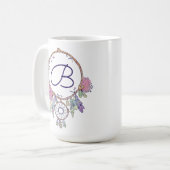 Boho Monogram Aquarelle Dreamcatcher Café Mug (Devant gauche)