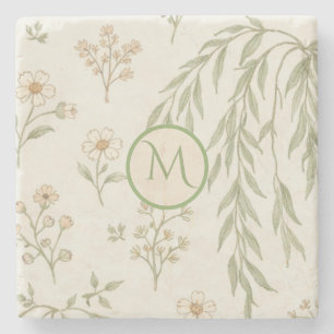 Boho Monogram Cottagecore Cadeau Stenen Onderzetter
