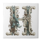 Boho Monogram Initiaal H Tegeltje (Voorkant)