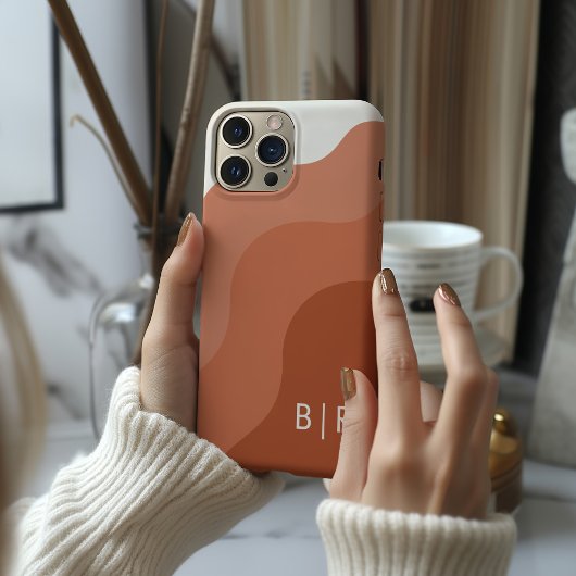 Boho-monogram terracotta-Initiaal Case-Mate iPhone Case
