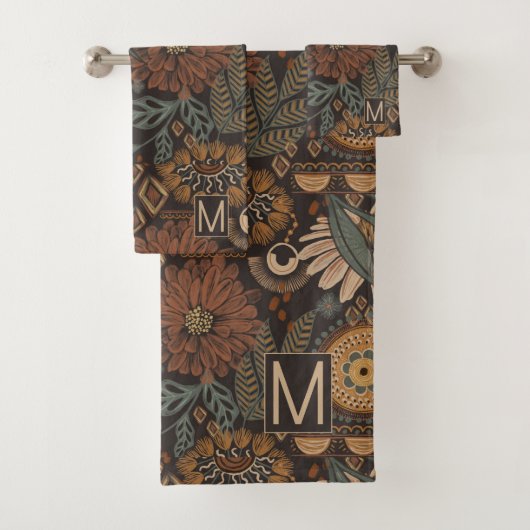 Boho monogramme florales Feuilles Jungle (En situation)
