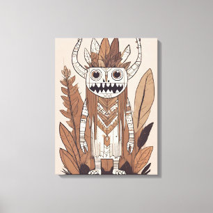 Boho Monster Leaf Botanische kunst stijl Modern Canvas Afdruk