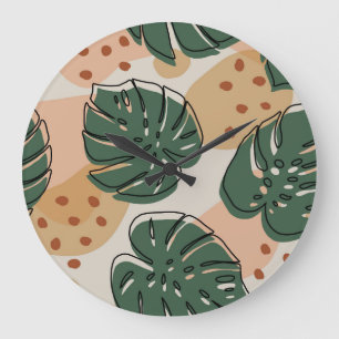 Boho monstera: abstract tropisch patroon grote klok