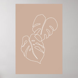Boho monstera schets. esthetisch tropisch poster