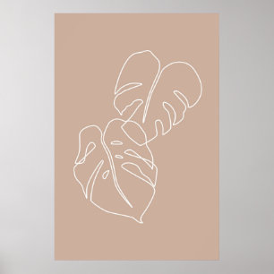 Boho monstera schets. esthetisch tropisch poster