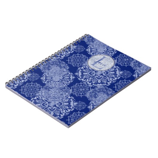 Boho Moody Blues Mandalas Carnet monogramme (Côté gauche)