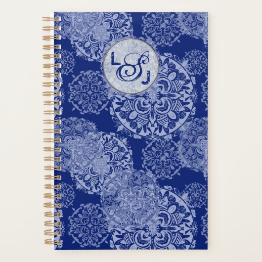 Boho Moody Blues Mandalas Monogrammé (Devant)