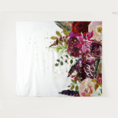 Boho Mooi Robijnrood Bloemstuk Bruiloftachtergrond Wandkleed (Voorkant (horizontaal))