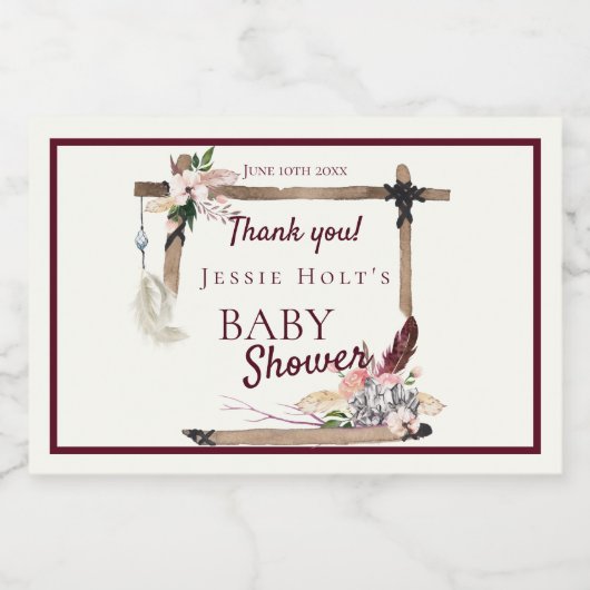 Boho Mooi Zuidwestelijk Baby shower Voedselcontainer Etiket (Enkel label)