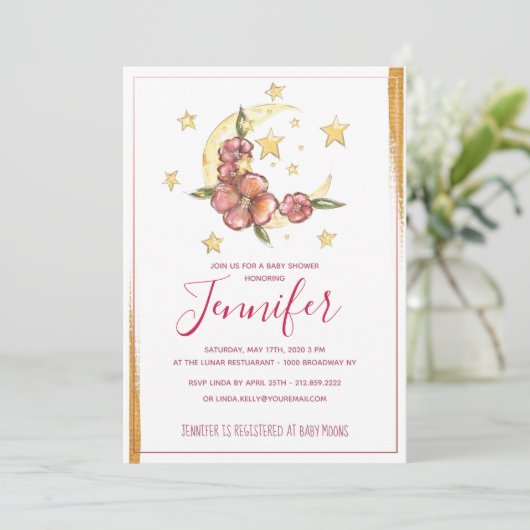 Boho Moon Baby shower Kaart (Staand voorkant)