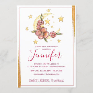 Boho Moon Baby shower Kaart