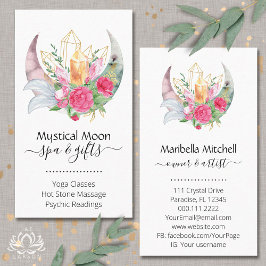 Boho Moon Crystals Feathers Flowers Visitekaartje