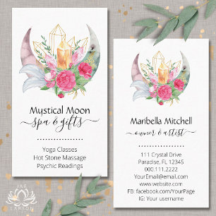 Boho Moon Crystals Feathers Flowers Visitekaartje