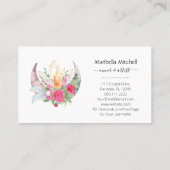 Boho Moon Crystals Feathers Horizontale Bus Visitekaartje (Achterkant)