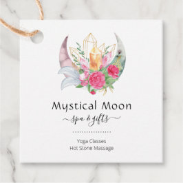 Boho Moon Crystals Feathers Visitekaartje Bedankjes Labels