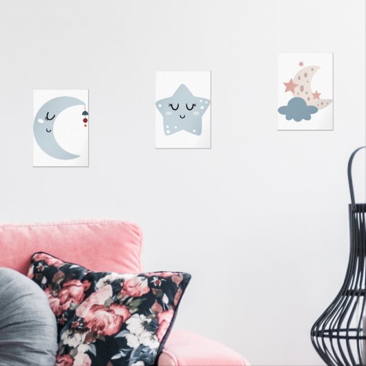 Boho Moon en Star Nursery Muurkunst Sets (Woonkamer)