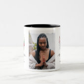 Boho Moon kristallen veren bloemen veren foto Tweekleurige Koffiemok (Center)