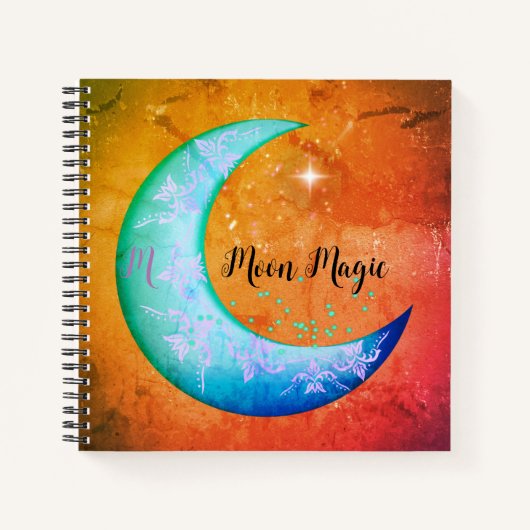 Boho Moon Magic Orange Journal personnel (Devant)