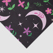 Boho Moon met roze bloemen en bladeren Tissuepapier (Detail)