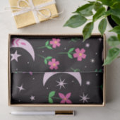 Boho Moon met roze bloemen en bladeren Tissuepapier (Geschenk)