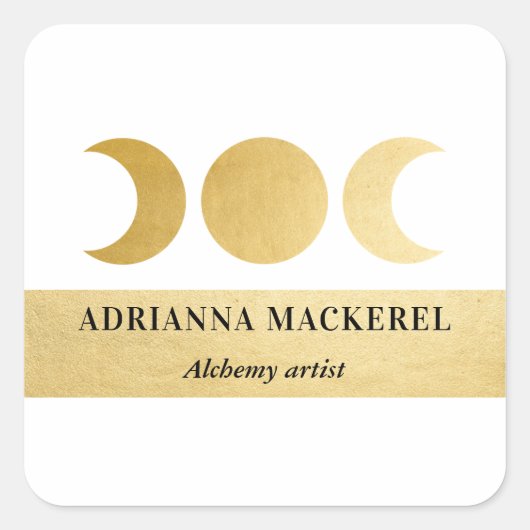 Boho Moon Phase Faux Gouden Folie Modern Vierkante Sticker (Voorkant)