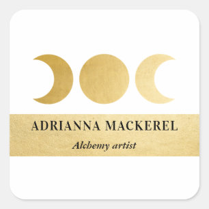 Boho Moon Phase Faux Gouden Folie Modern Vierkante Sticker
