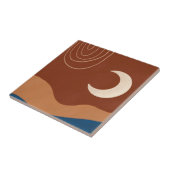 Boho Moon Rainbow Landscape Rust Tan Blue Brown Tegeltje (Zijkant)