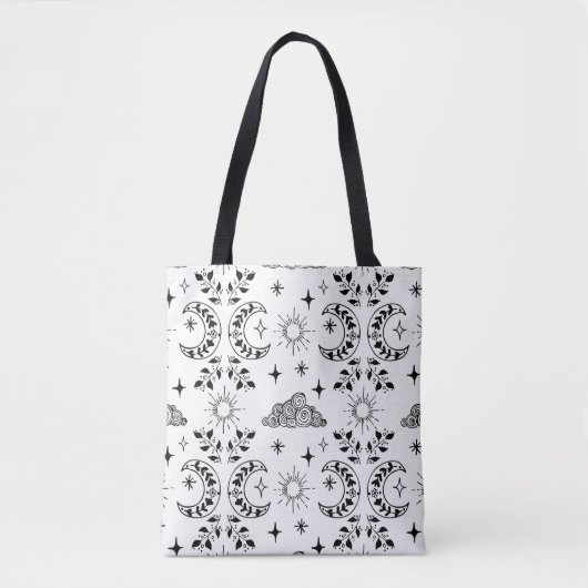 Boho Moon & Sac fourre-tout Soleil - Noir et Blanc (Devant)