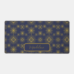 Boho Moon Stars Sun Blue Motif