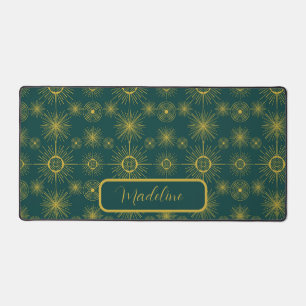 Boho Moon Stars Zon Blauwgroen groen patroon Bureaumat