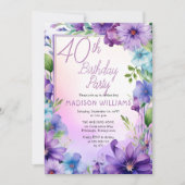 Boho Morning Glories Floral 40ste verjaardagsfeest Kaart (Voorkant)