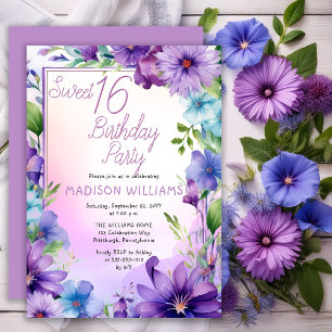 Boho Morning Glories Sweet 16 Verjaardagsfeestje Kaart