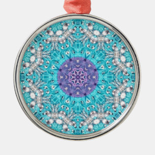Boho Moroccan Embroidery turquoise blue bohemen Metalen Ornament