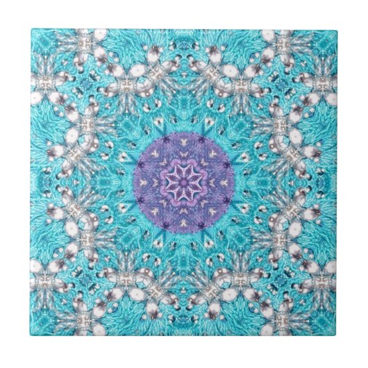 Boho Moroccan Embroidery turquoise blue bohemen Tegeltje (Voorkant)