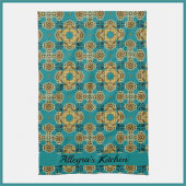 Boho Moroccan Tile Blue en Gold Theedoek