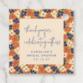 Boho Mosterd Blauwe Bloem Bruiloft Dank Je Wel Bedankjes Labels (Achterkant)