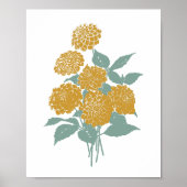 Boho  Mosterd Geel Bloemenwand Art Print (Voorkant)